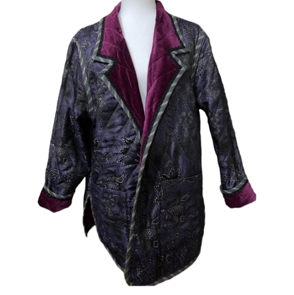 Koos of Course Y2K Reversible Quilted Designer purple Velvet / Paisley Jacket M - Picture 3 of 11